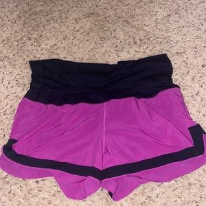 high rise lululemon shorts, 2.5 inch, purple